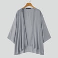 thumbnail image 1 of ZANZEA Women Half Sleeve Solid Color Sheer Cardigans Kimono Coat, 1 of 3