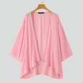 thumbnail image 1 of ZANZEA Women Half Sleeve Solid Color Sheer Cardigans Kimono Coat, 1 of 7