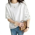 thumbnail image 1 of ZANZEA Women Half Sleeved Hollow Out Floral Blouse Baggy Shirts Tops, 1 of 6