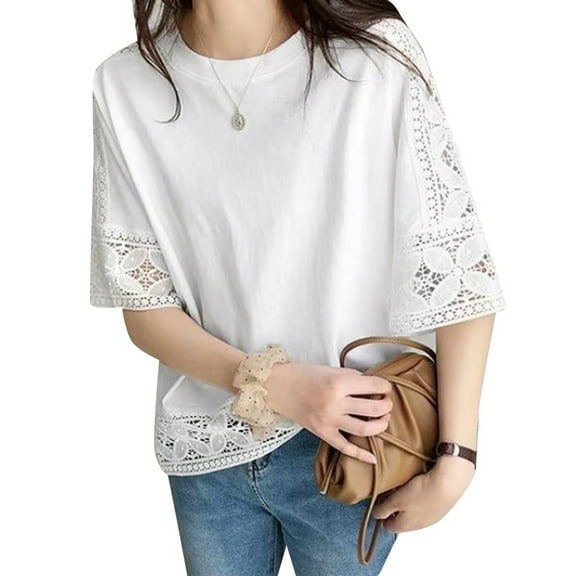 ZANZEA Women Half Sleeved Hollow Out Floral Blouse Baggy Shirts Tops