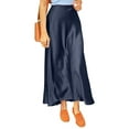 thumbnail image 1 of ZANZEA Women High Waisted Solid Color Casual Satin With-Back-Zipper Skirts, 1 of 3