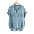 thumbnail image 1 of ZANZEA Women Leisure Cuffed Shirt Turn-down Collar Short Sleeve Button Denim Shirt, 1 of 3