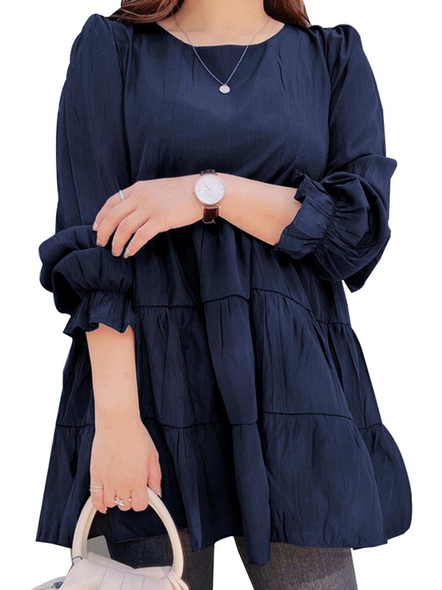 ZANZEA Women Leisure Round Neck Bubble Long Sleeve Cake Layer