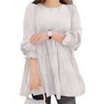 thumbnail image 1 of ZANZEA Women Leisure Round Neck Bubble Long Sleeve Cake Layer Blouse, 1 of 4