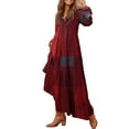 thumbnail image 1 of ZANZEA Women Leisure V-Neck Long Sleeve Plaid Printed Dress with Pockets, 1 of 10