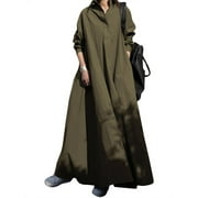 ZANZEA Women Long Sleeve Plaid Check/Printed/Plain Long Dress Kaftan Dresses