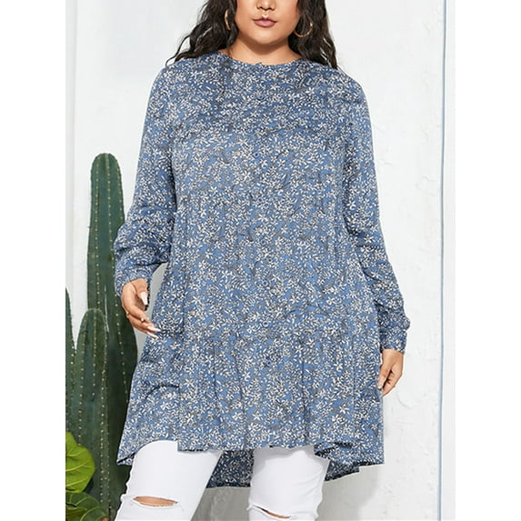 ZANZEA Women Long Sleeve Ruffles Hem Retro Flower Printed Blouse FZH