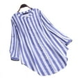 thumbnail image 1 of ZANZEA Women Long Sleeve Stripe Shirt Casual Tops Button Up Blouses, 1 of 11