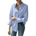 thumbnail image 1 of ZANZEA Women Long Sleeve Striped Blouse Button Up Tops Casual Shirt, 1 of 15