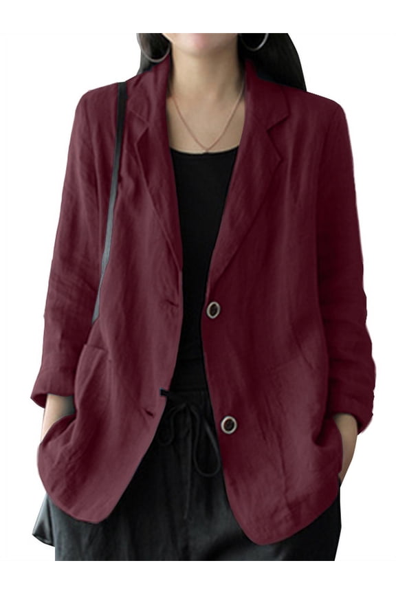 Women Long Sleeve Turn-Down-Collar Casual Short Coat Blazer