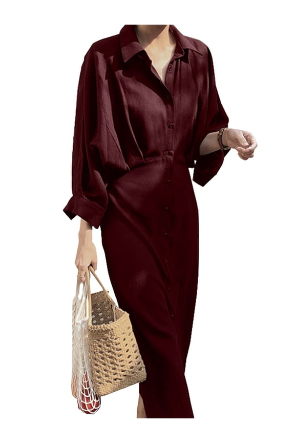 Women Long Sleeve V-Neck Office OL Long Wrap Dress Elegant Black Dresses