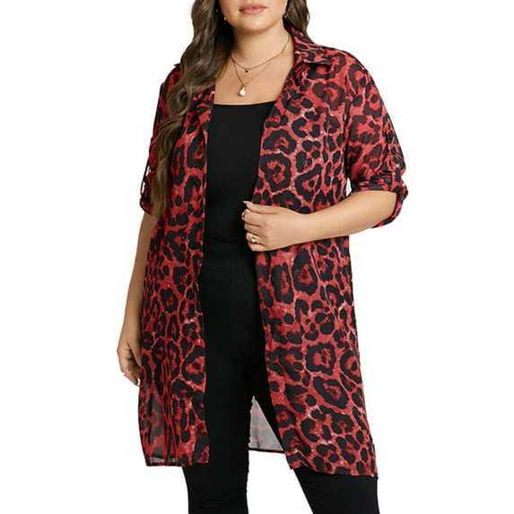 ZANZEA Women Long Sleeved Leopard Printed Cardigan Casual Blouse Jackets FZH