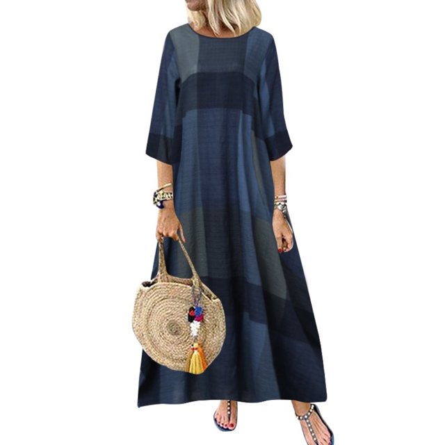 Vestidos Autumn ZANZEA Women Retro Maxi Long Dress O Neck Long Sleeve Pockets Casual Loose Solid Cotton Dress Plus Size main image 1
