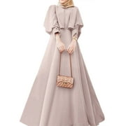 ZANZEA Women Muslim Abaya Dress Elegant Long Sleeve Floor Length Long Dress