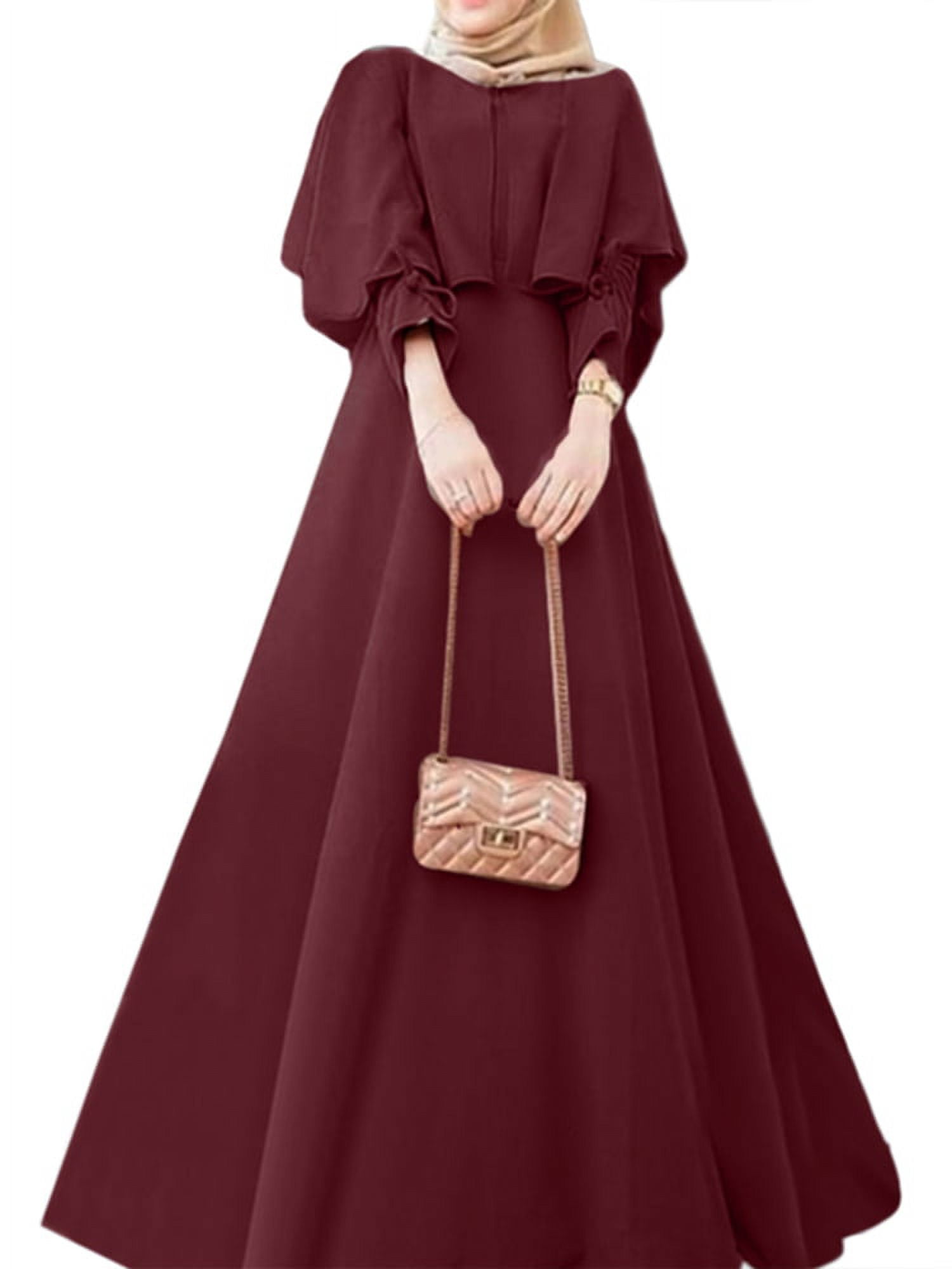 ZANZEA Women Muslim Abaya Dress Elegant Long Sleeve Barbados | Ubuy