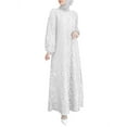 thumbnail image 1 of ZANZEA Women Muslim Long Abaya Lace Patchwork Elastic Cuff Maxi Dress, 1 of 12
