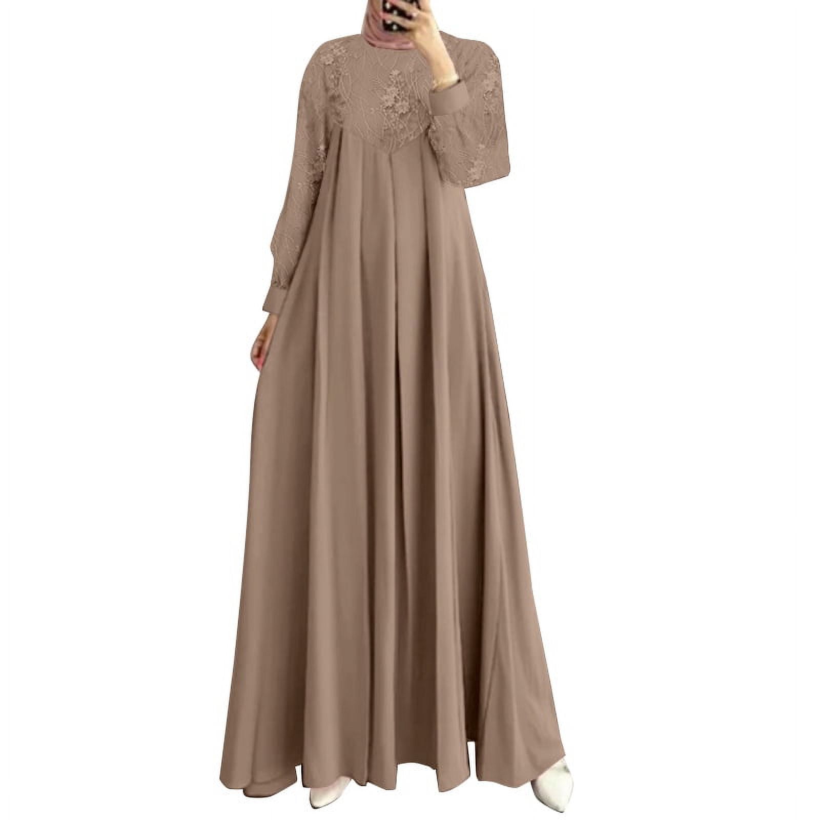 Women Asymmetrical Sleeve Lace Patchwork Long Dress
