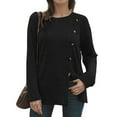 thumbnail image 1 of ZANZEA Women O-Neck Long Sleeve Autumn Casual Pullover Slit Hem Blouse Loose Shirt Tops, 1 of 4