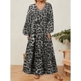 thumbnail image 1 of ZANZEA Women Party Dress Gown Ball Leopard Print V-Neck Swing Long Shirt Dress, 1 of 6