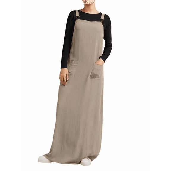 ZANZEA Women Plain Casual with Pockets Overalls Maxi Dresses