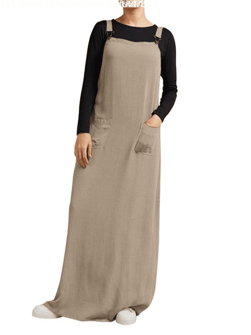 ZANZEA Women Plain Casual with Pockets Overalls Maxi Dresses - Walmart.com