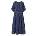 thumbnail image 1 of ZANZEA Women Polka Dot Round Neck Long Dress Kaftan Maxi Dress Sundress, 1 of 3