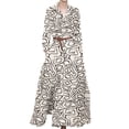 thumbnail image 1 of ZANZEA Women Printed Lapel Long Sleeves Pleated A Swing Dress With Pockets, 1 of 2