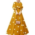 thumbnail image 1 of ZANZEA Women Puff Sleeved Casual Polka Dots Long Dress Muslim Dresses, 1 of 4