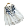 thumbnail image 1 of ZANZEA Women Retro Embroidery V Neck Long Sleeve Cotton Top Blouse, 1 of 4