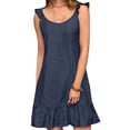 thumbnail image 1 of ZANZEA Women Ruffle Strap Sleeveless A Line Mini Dress Summer Casual Holiday Party Short Sundress, 1 of 5