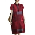 thumbnail image 1 of ZANZEA Women Short Sleeve Plaid Printed Casual Short Dress Check Dresses, 1 of 12