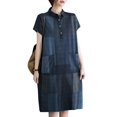 thumbnail image 1 of ZANZEA Women Short Sleeve Plaid Printed Casual Short Dress Check Dresses, 1 of 8