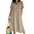 thumbnail image 1 of ZANZEA Women Short Sleeved Buttons Up Midi Dress Holiday Dresses, 1 of 3