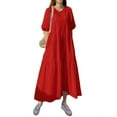 thumbnail image 1 of ZANZEA Women Short Sleeved Kaftan Long Dress Solid Color Ruffled Maxi Dresses, 1 of 11