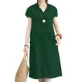 thumbnail image 1 of ZANZEA Women Short Sleeved Mid-Calf Dress V-Neck Dresses, 1 of 5
