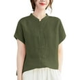 thumbnail image 1 of ZANZEA Women Short Sleeved O-Neck Blouse Solid Color Shirts Tops, 1 of 6