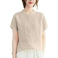 thumbnail image 1 of ZANZEA Women Short Sleeved O-Neck Blouse Solid Color Shirts Tops, 1 of 6