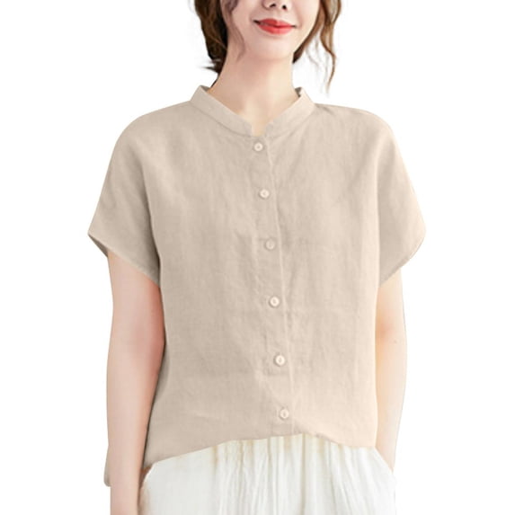 ZANZEA Women Short Sleeved O-Neck Blouse Solid Color Shirts Tops