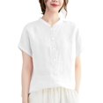 thumbnail image 1 of ZANZEA Women Short Sleeved O-Neck Blouse Solid Color Shirts Tops, 1 of 6