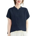 thumbnail image 1 of ZANZEA Women Short Sleeved O-Neck Blouse Solid Color Shirts Tops, 1 of 11