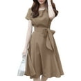 thumbnail image 1 of ZANZEA Women Short Sleeved Slim Waist Belted Dresses Party Casual Dress, 1 of 2