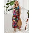 thumbnail image 1 of ZANZEA Women Sleeveless Casual Printed Maxi Dresses, 1 of 10