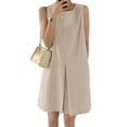 thumbnail image 1 of ZANZEA Women Sleeveless Crew Neck Dress Back Button Loose Knee Length Dress, 1 of 6