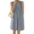 thumbnail image 1 of ZANZEA Women Sleeveless Crew Neck Dress Back Button Loose Knee Length Dress, 1 of 7