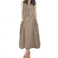 thumbnail image 1 of ZANZEA Women Sleeveless O Neck Loose Tank Dress Side Pocket Casual Party Midi Dresses, 1 of 2
