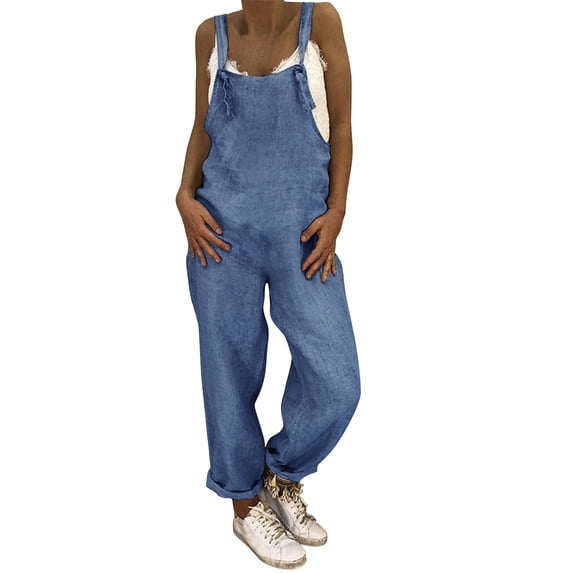 ZANZEA Women Sleeveless Side Pocket Casual Wide Legs Long Jumpsuit