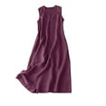 thumbnail image 1 of ZANZEA Women Sleeveless Sundress Elegant V-Neck Solid Color Long Tank Dress, 1 of 2