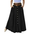 thumbnail image 1 of ZANZEA Women Solid Color Side Pockets Casual Maxi Skirt, 1 of 2