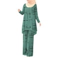 thumbnail image 1 of ZANZEA Women Spring Printing Muslim Suit Full Sleeve O-Neck Long Blouse and Wide Leg Pant, 1 of 4