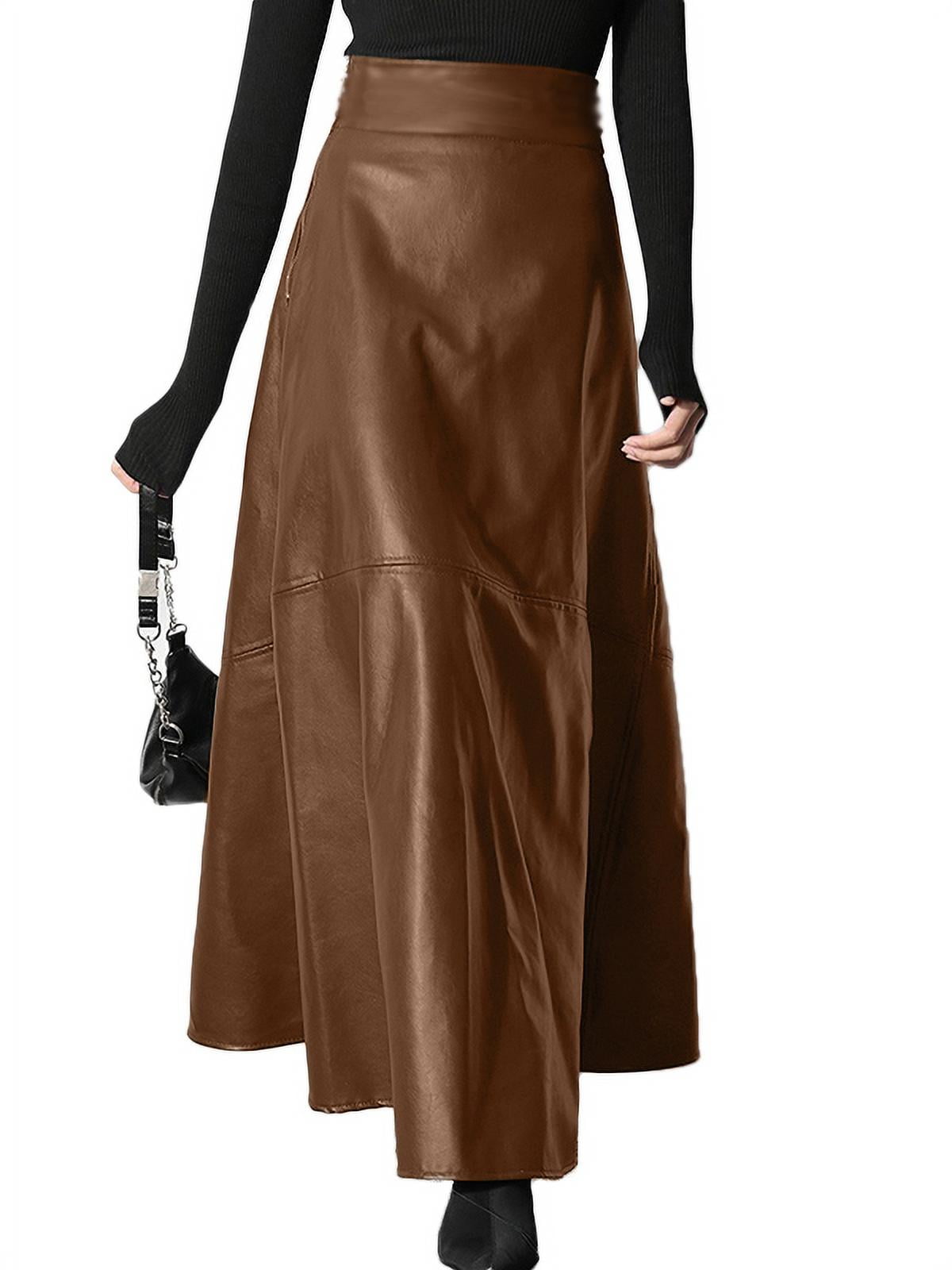 Women Spring Solid Color Zipper Big Swing Party Long Skirts